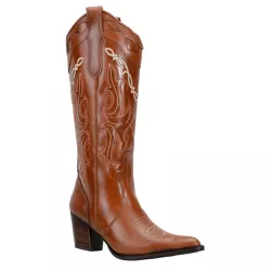 Bota Texana Country Feminina Bico Fino Couro Legít... - JM Country
