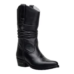 Bota Texana Masculina Sanfonada Couro Látego Preto... - JM Country