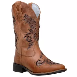 Bota Texana Feminina Country Bico Quadrado Couro L... - JM Country