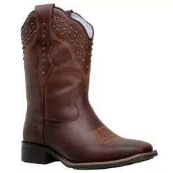 Bota Texana Feminina Country Bico Quadrado Couro L... - JM Country