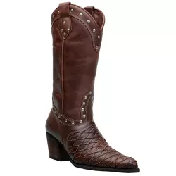 Bota Texana Feminina Escamada Bico Fino Couro Legí... - JM Country