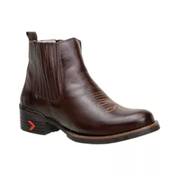 Botina Masculina Couro Legítimo Floater Café Bico ... - JM Country