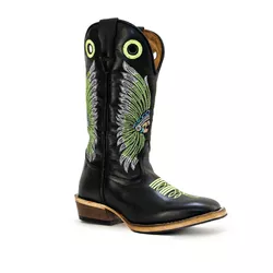 Bota Texana Carrapeta Couro Legítimo Látego Preto ... - JM Country