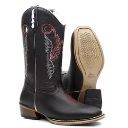 Bota Texana Carrapeta Couro Legítimo Floater Preto... - JM Country