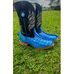 Bota Texana Masculina Bico Quadrado Couro Exótico ... - JM Country