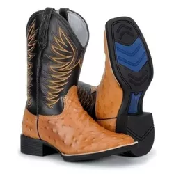 Bota Texana Masculina Bico Quadrado Cano Padrão Co... - JM Country