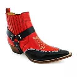 Botina Masculina Country Bico Fino Couro Legítimo ... - JM Country