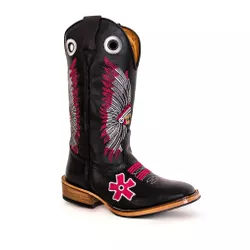 Bota Texana Couro Legítimo Látego Preto Bordado Co... - JM Country