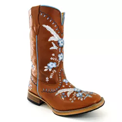 Bota Texana Country Feminina Bico Quadrado Couro B... - JM Country