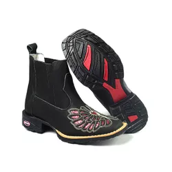 Botina Feminina Country Bico Quadrado Couro Nobuck... - JM Country