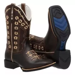 Bota Texana Country Couro Legítimo Bico Quadrado S... - JM Country