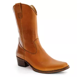 Bota Texana Feminina Cano Médio Couro Bovino Legít... - JM Country