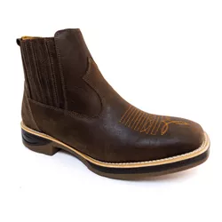 Botina Masculina Couro Legítimo Mustang Café Bico ... - JM Country