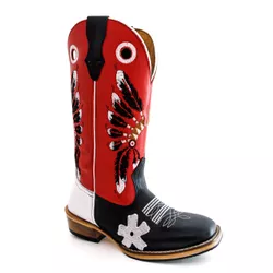 Bota Texana Carrapeta Couro Floater Preto/ Branco ... - JM Country