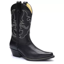 Bota Texana Masculina Bico Fino Couro Legítimo Bov... - JM Country