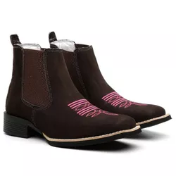 Botina Feminina Country Bico Quadrado Couro Legíti... - JM Country