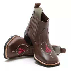 Botina Country Feminina Bico Quadrado Couro Mustan... - JM Country