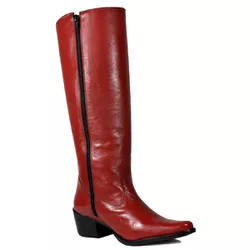 Bota Montaria feminina Couro Mustang Vermelho - 90... - JM Country
