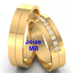 4954 - Alianças de Casamento Dois Vizinhos 7,5mm - Joias MB Loja Oficial