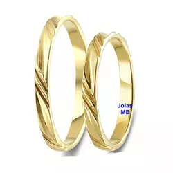 7003 - Alianças de Casamento Trabalhadas 2,8mm Anicuns - Joias MB Loja Oficial