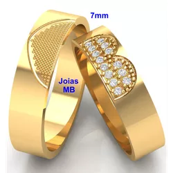 5535 - Alianças de Casamento Três Corações 7mm - Joias MB Loja Oficial