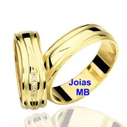  4399 - Alianças de Noivado Dourados 7mm - Joias MB Loja Oficial