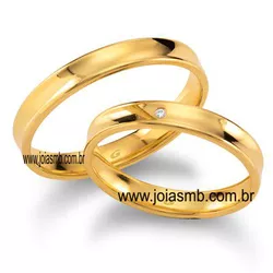 3033 - Alianças de Ouro Amarelo Brasília 3,5mm - Joias MB Loja Oficial