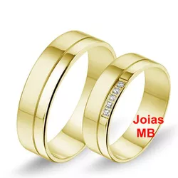 4886 - Alianças de Ouro 18k Rio Branco 5mm - Joias MB Loja Oficial