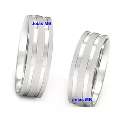  3745 - Alianças de Ouro Branco Bauru 7mm - Joias MB Loja Oficial