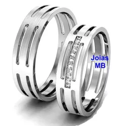  3759 - Alianças de Ouro Branco Belém 6mm - Joias MB Loja Oficial