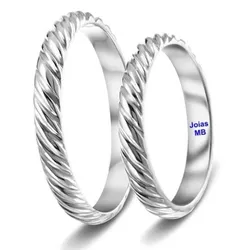  3770 - Alianças de Ouro Branco Natal 3mm - Joias MB Loja Oficial