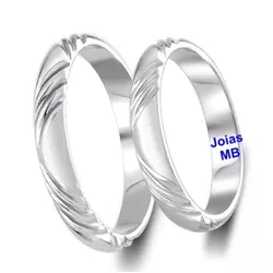 3842 - Alianças de Ouro Branco Teresina 3,7mm - Joias MB Loja Oficial