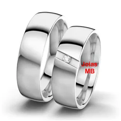 606 - Alianças de Ouro Branco Inglaterra 6mm - Joias MB Loja Oficial