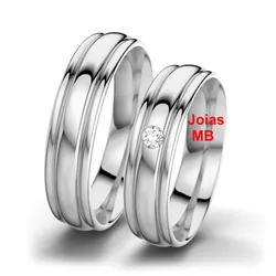 943 - Alianças de Ouro Branco Itália 6mm - Joias MB Loja Oficial