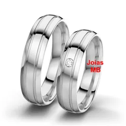 3836 - Alianças de Ouro Branco Japão 6mm - Joias MB Loja Oficial
