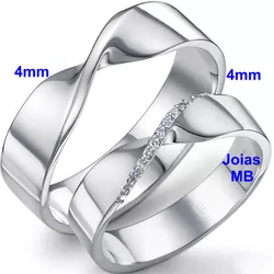 4771 - Alianças de Ouro Branco Luziânia 4mm - Joias MB Loja Oficial