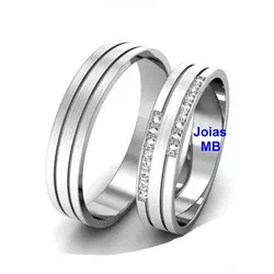 3823 - Alianças de Ouro Branco Maceió 5,2mm - Joias MB Loja Oficial