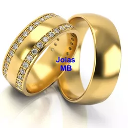 4489 - Alianças de Ouro Ferraz de Vasconcelos 7,5mm - Joias MB Loja Oficial