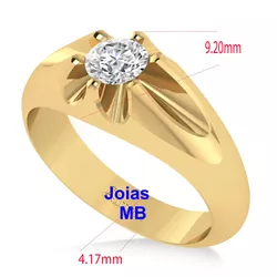 9200 - Anel de Ouro Masculino Brasília 9,2mm - Joias MB Loja Oficial
