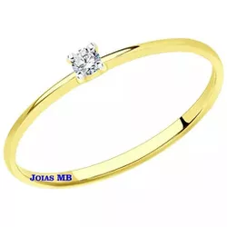 7581 - Anel Solitário de Diamantes Santos 0,08 Pts - Joias MB Loja Oficial