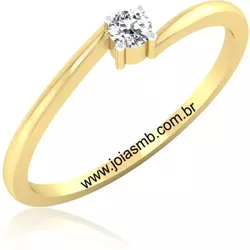 7536 - Anel Solitário de Diamante Guarulhos 0,10 Pts - Joias MB Loja Oficial