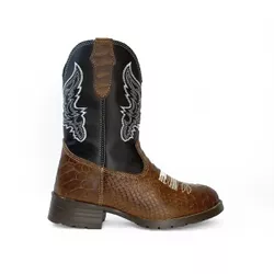 Bota Texana Masculina Infantil em Couro Marrom Ana... - Kapell Calçados