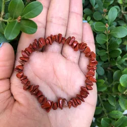 Pulseira de Cascalho Pedra Jaspe Vermelho - Aterramento e Cura - Ktw Cristais