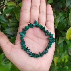 Pulseira de cascalho Pedra Malaquita - Proteção e Cura - Ktw Cristais