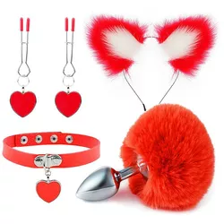 Rabo de Coelho com Tiara de Orelhas - Grampos para... - L'amour Boutique Erótica
