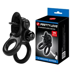Anel Peniano Duplo com Vibrador e Estimulador de C... - L'amour Boutique Erótica