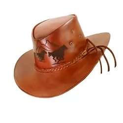 Chapéu de Couro Modelo Cavalos Country feito a Laser - count... - LARGADÃO - COM VOCÊ, ONDE FOR!
