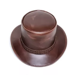 Cartola Chapéu de couro Legitimo estilo Rustico Vintage Aba ... - LARGADÃO - COM VOCÊ, ONDE FOR!
