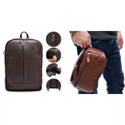 Mochila de Couro Back + Necessaire em Couro Graxo - Back caf... - LARGADÃO - COM VOCÊ, ONDE FOR!