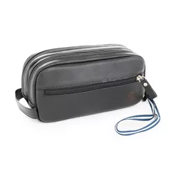 Necessaire de mão dupla em couro legitimo original com alça ... - LARGADÃO - COM VOCÊ, ONDE FOR!